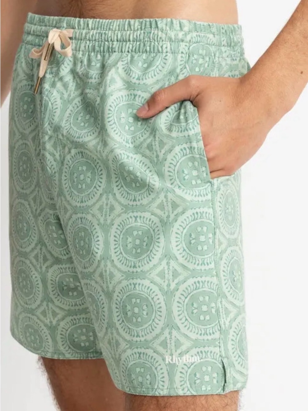 Rhythm Mint Green Patterned Swim Trunks